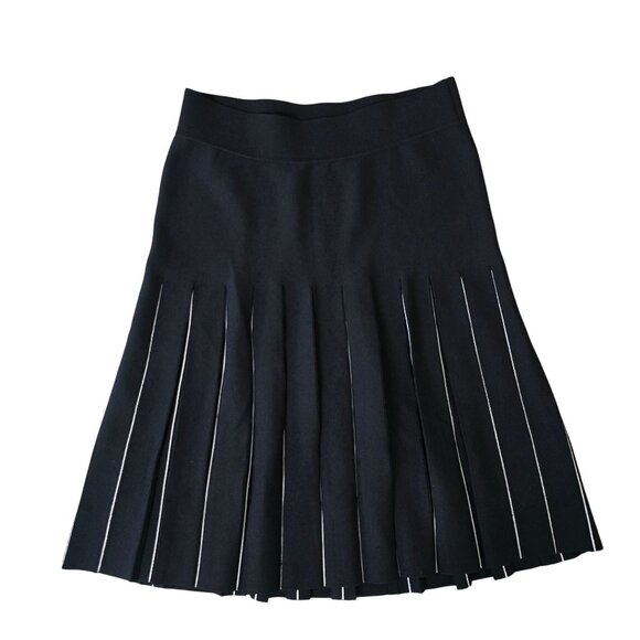 Carlisle New York Black & White Pleated long tennis Skirt size S elastic waist - Picture 4 of 6